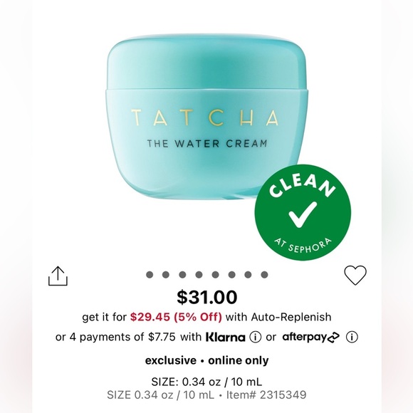 Tatcha | Mini travel size water cream - face cream lotion - New and unopened - Picture 3 of 3